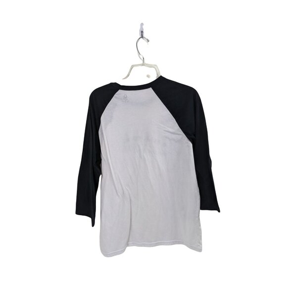 Large Long Sleeve White/Black Polyester/Cotton T-Shirt 45i - Picture 2 of 7